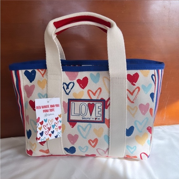 NWT BRIGHTON Red White And You Mini Canvas Tote / Crossbody Bag - Picture 5 of 16